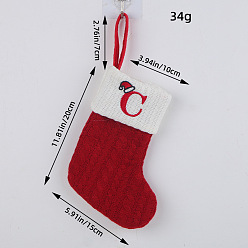 FF1-3/C Classic Red Letter Christmas Stocking Knit Decoration Festive Holiday Ornament