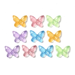 (52) Непрозрачная лаванда Прозрачный кабошон из смолы, бабочка, с блеском порошок, разноцветные, 17x21.5x6 мм