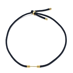 Prussian Blue Adjustable Nylon Cord Necklace Making, with Brass Beadable Bar, Golden, Prussian Blue, 18.11x0.16 inch(46x0.4cm)
