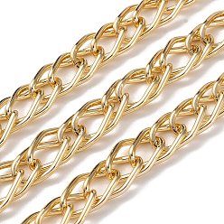 Золотой Оксидированная алюминиевая веревочная цепь, несварные, с катушкой, золотые, 16x9x1.5 мм, около 98.43 футов (30 м) / рулон