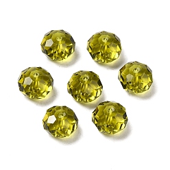 Olive Glass Imitation Austrian Crystal Beads, Faceted, Rondelle, Olive, 8x5~5.5mm, Hole: 1.2~1.5mm