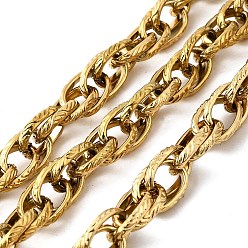 Золотой Ионное покрытие (ip) 304 цепи с овальными звеньями из текстурированной нержавеющей стали, с катушкой, несварные, золотые, 14.5x10.5x2.5 мм