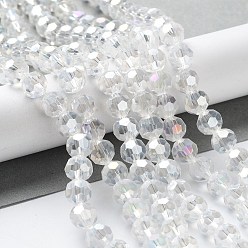 Clear AB Electroplate Glass Beads Strands, AB Color Plated, Faceted(32 Facets), Round, Clear AB, 8x7mm, Hole: 1mm, 72pcs/strand, 21.2 inch
