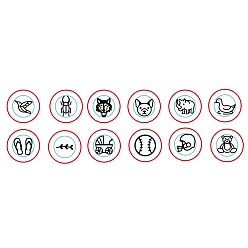Platinum Iron Metal Stamps, for Imprinting Metal, Plastic, Wood, Leather, Mixed Pattern, Platinum, 65.5x10mm, Pattern: 6mm, 12pcs/box