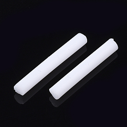 White Silicone Beads, Tube, White, 14~17x2mm, Hole: 0.5mm, about 3000pcs/bag