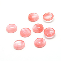Watermelon Stone Glass Cherry Quartz Glass Cabochons, Half Round, 8x4mm