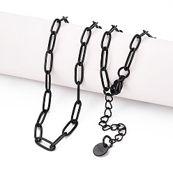 Черный Цвет Металла Ионное покрытие (IP) 304 ожерелье-цепочка из нержавеющей стали со скрепками, металлический черный , 19.69 дюйм (50 см)