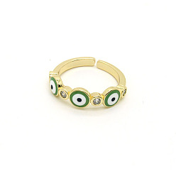 Green three-eyed ring Retro Devil Eye Ring with Colorful Metal Turkish Evil Eye Open Mouth Design