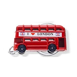 Bus Plastic Keychain, with Platinum Plated Alloy Key Rings, Red, Bus, 11.5cm