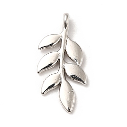 Платина Стойки подвески обшивки сплава, без кадмия и без свинца, лиственные ветки прелести, платина, 24.5x12x2 мм, отверстие : 1.8 мм