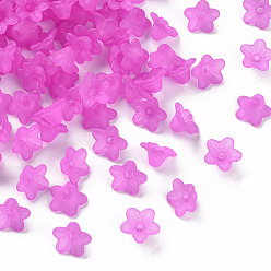 Dark Orchid Transparent Acrylic Beads, Flower, Frosted, Dark Orchid, 10x5mm, Hole: 1mm, about 4600pcs/500g