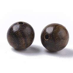 Coconut Brown Natural Wood Beads, Waxed Wooden Beads, Undyed, Round, Coconut Brown, 8mm, Hole: 1.5mm, about 1676pcs/500g