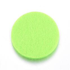 Green Yellow Fibre Perfume Pads, Essential Oils Diffuser Locket Pads, Flat Round, Lawn Green, 30x3mm