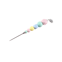 Разноцветный 201 иглы для разметки из нержавеющей стали, с пластиковыми бусинами и подвесками из сплава снежинок, инструмент для выпечки своими руками, красочный, 150 мм