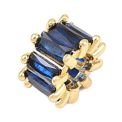 Темно-Синий Латунные микро проложить Цирконий Европейский бисером, баррель, большое отверстие шарик, долговечный, стойки покрытие, без свинца и без кадмия, реальный 18 k позолоченный, темно-синий, 11.5x7 мм, отверстие : 6 мм