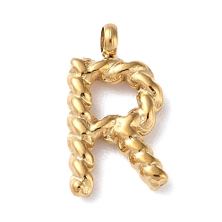 Letter R 316 Surgical Stainless Steel Pendants & Charms, Golden, Letter R, 14.5x8x2mm, Hole: 2mm