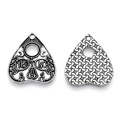 Antique Silver Tibetan Style Alloy Pendants, Heart with Word, Antique Silver, 26x22.5x1mm, Hole: 1.8mm