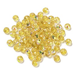 Gold Electroplate Glass Beads, Rondelle, Gold, 6x4mm, Hole: 1.4mm, 100pcs/bag