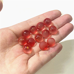 Red Czech Glass Beads, No Hole, with Glitter Powder, Round, Red, 10mm