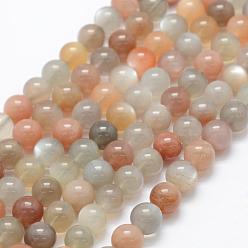 Multi-Moonstone Natural Multi-Moonstone Beads Strands, Round, 8mm, Hole: 1mm, about 48pcs/strand, 15.1 inch(38.5cm)