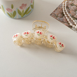 Champagne Heart-shaped Claw Clip #2 Заколка для волос в виде белого тюльпана с кошачьим глазом и изображением акулы, большой размер для девочек