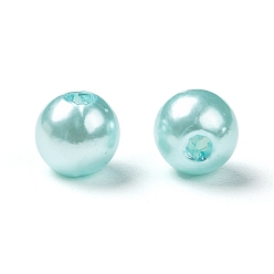 Aquamarine Imitation Pearl Acrylic Beads, Dyed, Round, Aquamarine, 8x7.5mm, Hole: 2mm, about 1900pcs/pound