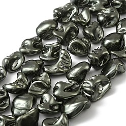 Темно-оливково-зеленый Гальванические оболочки жемчужные бусы пряди, самородки, темно-оливковый зеленый, 13~21x11~18x8~13 мм, отверстие : 1 мм, около 22~23 шт / нитка, 14.96~15.75'' (38~40 см)