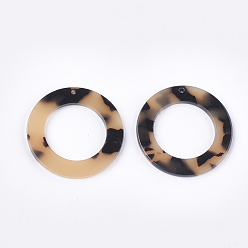 PapayaWhip Cellulose Acetate(Resin) Pendants, Leopard Print, Ring, PapayaWhip, 34.5x3mm, Hole: 1.4mm