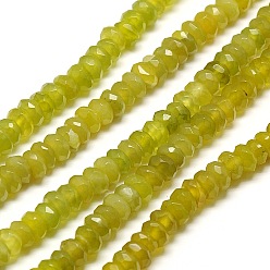 Olive Jade Natural Olive Jade Beads Strands, Faceted, Rondelle, 6x4mm, Hole: 1mm, about 100pcs/strand, 15.7 inch