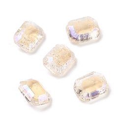 Сочный Персик Стеклянные кабошоны со стразами в стиле лунного света, плоская задняя и задняя, прямоугольные, сочный персик, 8x6x4 мм