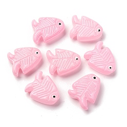 Бледно-Розовый Прозрачные стеклянные эмалевые бусины, рыба, розовый жемчуг, 21.5x18x7 мм, отверстие : 1.5 мм