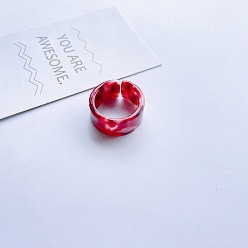 10# single Adjustable Acrylic Marble Pattern Couple Rings for Women, Light Luxury Design