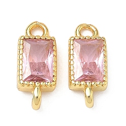 Фламинго Прямоугольные подвески-коннекторы из латуни с инкрустацией кубическим цирконием, золотые, стойки покрытие, без кадмия и без свинца, долговечный, фламинго, 12.5x5x2 мм, отверстия : 1.4 mm и 1.6 мм