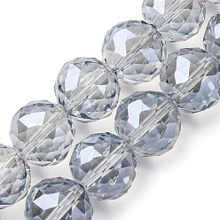 Гейнсборо Прозрачные стеклянные бусины гальваническим пряди, круглые, граненые, светло-серые, 19.5x17.5 мм, отверстие : 2.3 мм, около 20 шт / нитка, 14.09 дюйм (35.8 см)