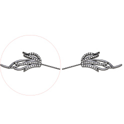 Gunmetal Brass Micro Pave Clear Cubic Zirconia Fishtail Head Pins, for Baroque Pearl Making, Gunmetal, 36x14mm
