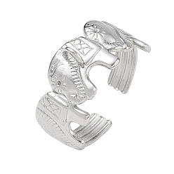 Stainless Steel Color Elephant 304 Stainless Steel Finger Rings Components, with Loop, Tarnish Free, Stainless Steel Color, 10mm, Hole: 1.6mm, US Size 8 1/2(18.5mm)