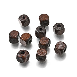 Кокосово-Коричневый Спрей окрашены деревянные бусины, квадратный, кокосового коричневый, 8x8x8 мм, отверстие : 2.5~3 мм