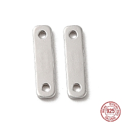 Platinum 925 Sterling Silver Links, Chain Tabs, with 925 Stamp, Platinum, 9x2.3x0.6mm, Hole: 0.8mm
