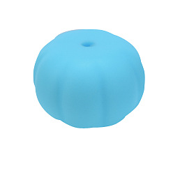 Light Sky Blue Food Grade Eco-Friendly Silicone Focal Beads, Chewing Beads For Teethers, DIY Nursing Necklaces Making, Pumpkin, Light Sky Blue, 19.5~20x13mm, Hole: 2mm