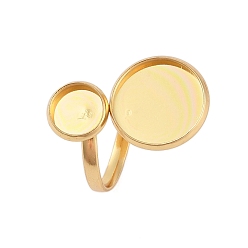 Настоящее золото 18K 304 открытые кольца манжеты из нержавеющей стали, настройка кольца колодки, плоско-круглые, реальный 18 k позолоченный, внутренний диаметр: 17 мм, лоток: 14 & мм 8 мм