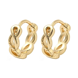 Light Gold Brass Hoop Earrings for Women, Hollow Infinity, Light Gold, 11x3.5mm