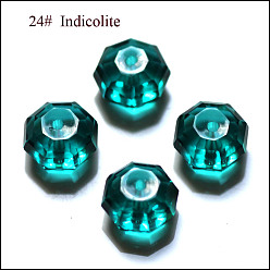 Teal Imitation Austrian Crystal Beads, Grade AAA, Faceted, Octagon, Teal, 6x4mm, Hole: 0.7~0.9mm