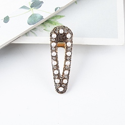 Coffee Acrylic Hair Clips for Women, with Rhinestone and Plastic Beads, Coffee, 62x19mm