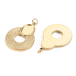 Real 14K Gold Plated 304 Stainless Steel Pendant Cabochon Settings, with Jump Rings, Real 14K Gold Plated, Tray: 8x6mm, 23.5x17x2mm, Jump Ring: 3.8x0.5mm, 2.8mm inner diameter