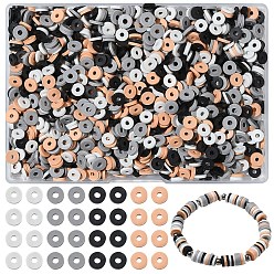 (52) Непрозрачная лаванда 1880 шт 4 цвета бусины из полимерной глины ручной работы, Диск / плоские круглые, Heishi бусы, разноцветные, 6x1 мм, отверстие : 2 мм, 470 шт / цвет