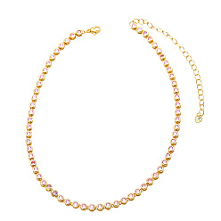 Pink Hip-hop Style Copper Zircon Necklace for Women, Fashionable Lock Collar Chain