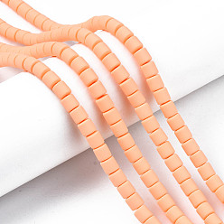 Персиковый Слойка Ручной полимерные нити глины шарик, колонка, розовые, 6.5x6 мм, отверстие : 1.2 мм, около 61 шт / нитка, 15.75 дюйм (40 см)