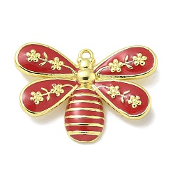 Красный Подвески из латуни с эмалью в стойку, долговечный, без свинца и без кадмия, обереги от насекомых, реальный 18 k позолоченный, красные, 18x25.5x3.8 мм, отверстие : 1.5 мм