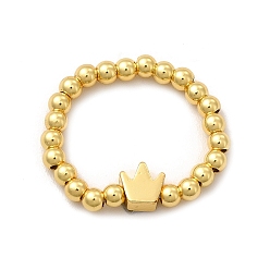 Crown Круглые кольца из латуни и бисера из сплава для женщин, без свинца и без кадмия, долговечное покрытие из настоящего золота 18 k, корона узор, 3 мм, внутренний диаметр: 20 мм, Корона: 5.5x5.5x3 мм