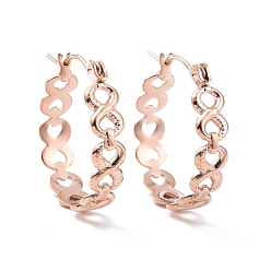 Розовое Золото Ионное покрытие (ip) 304 серьги-кольца из нержавеющей стали для женщин, розовое золото , 22x20x5 мм, штифты : 0.8 мм